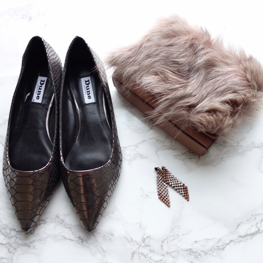 Dune Amarie Metallic Pointed Toe Dressy Flat