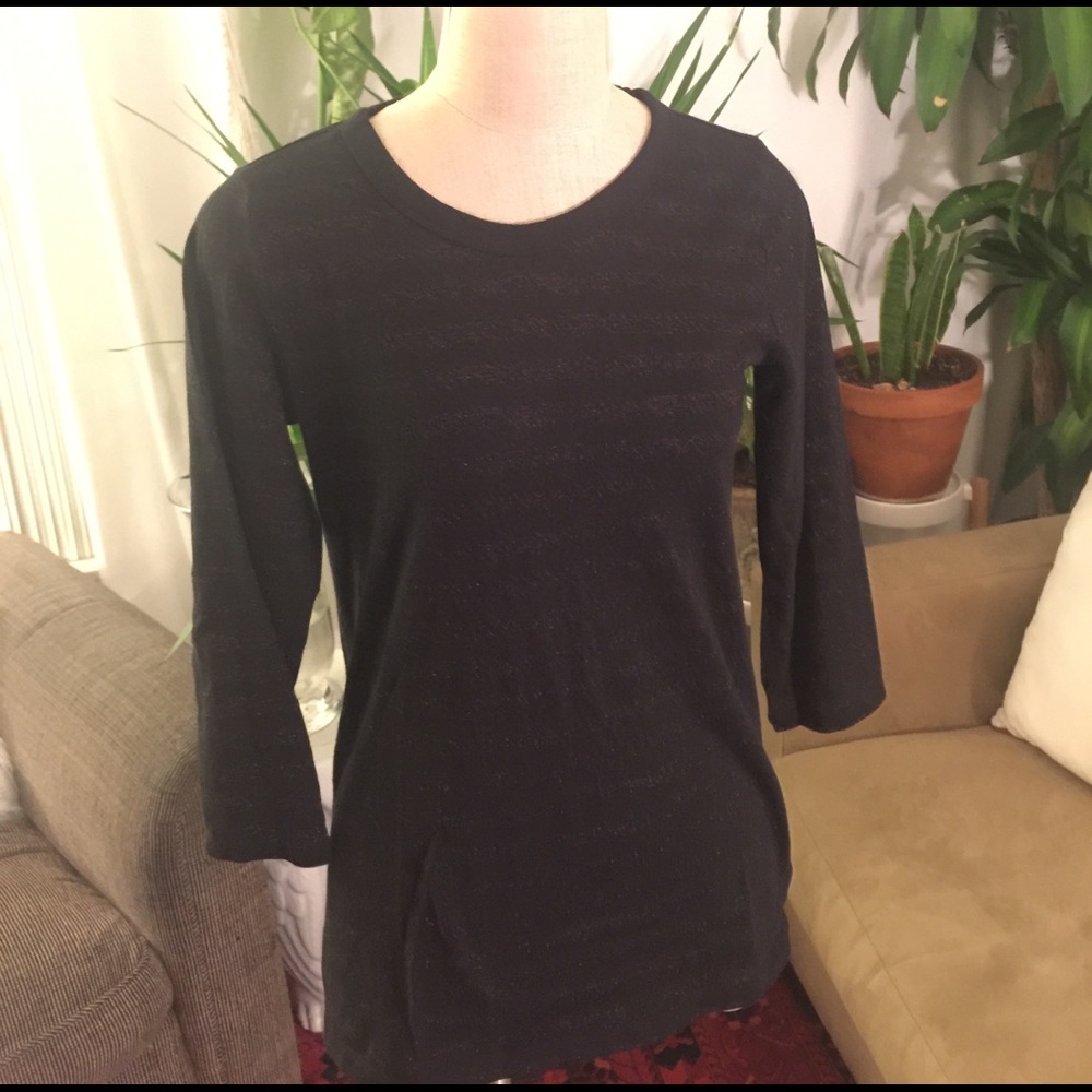Gap 3/4 Sleeve Black and Gold Striped Shirt