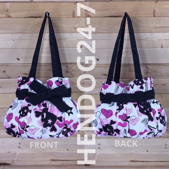 CLOVER Handbags - SKULLS & HEARTS SMALL CANVAS TOTE BAG