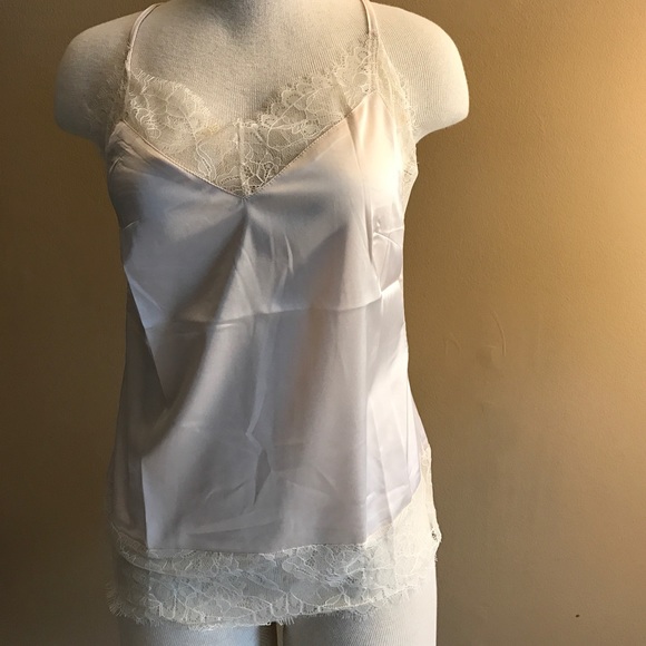 2 Ivory Md 1 L Blk Thin strap lacy satiny camisole - Picture 2 of 5