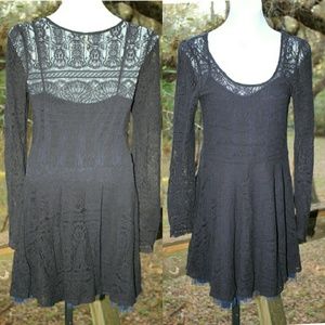 Free People lace see through long sleeved dress