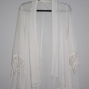 Francesca's White Sheer Open Cardigan