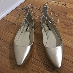 Zara Gold Lace Up Flats!