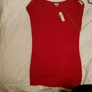 Red tunic with zipper detailing