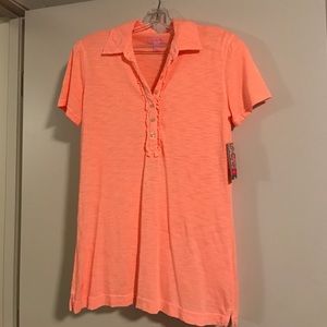 Lilly Pulitzer Coral Ruffle Polo