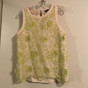 Ann Taylor green lace overlap top