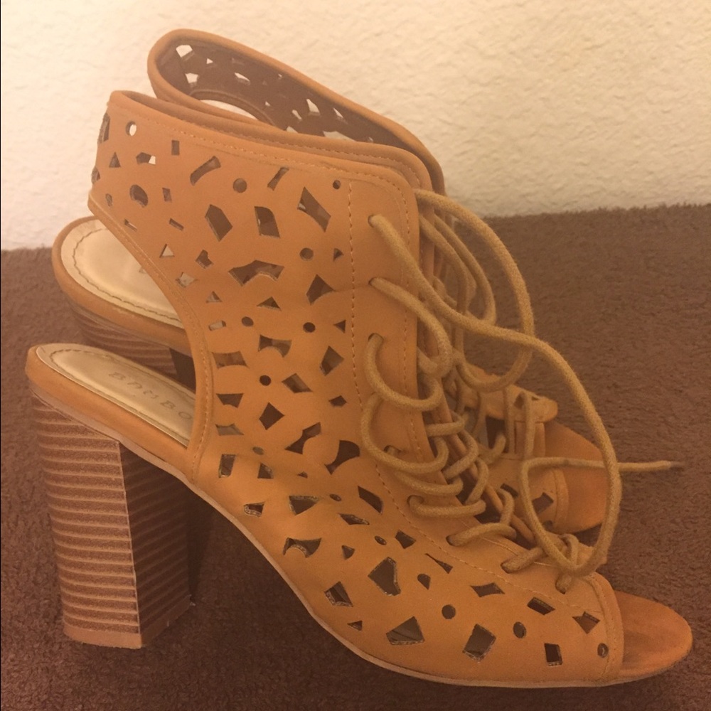 Tan lace up booties