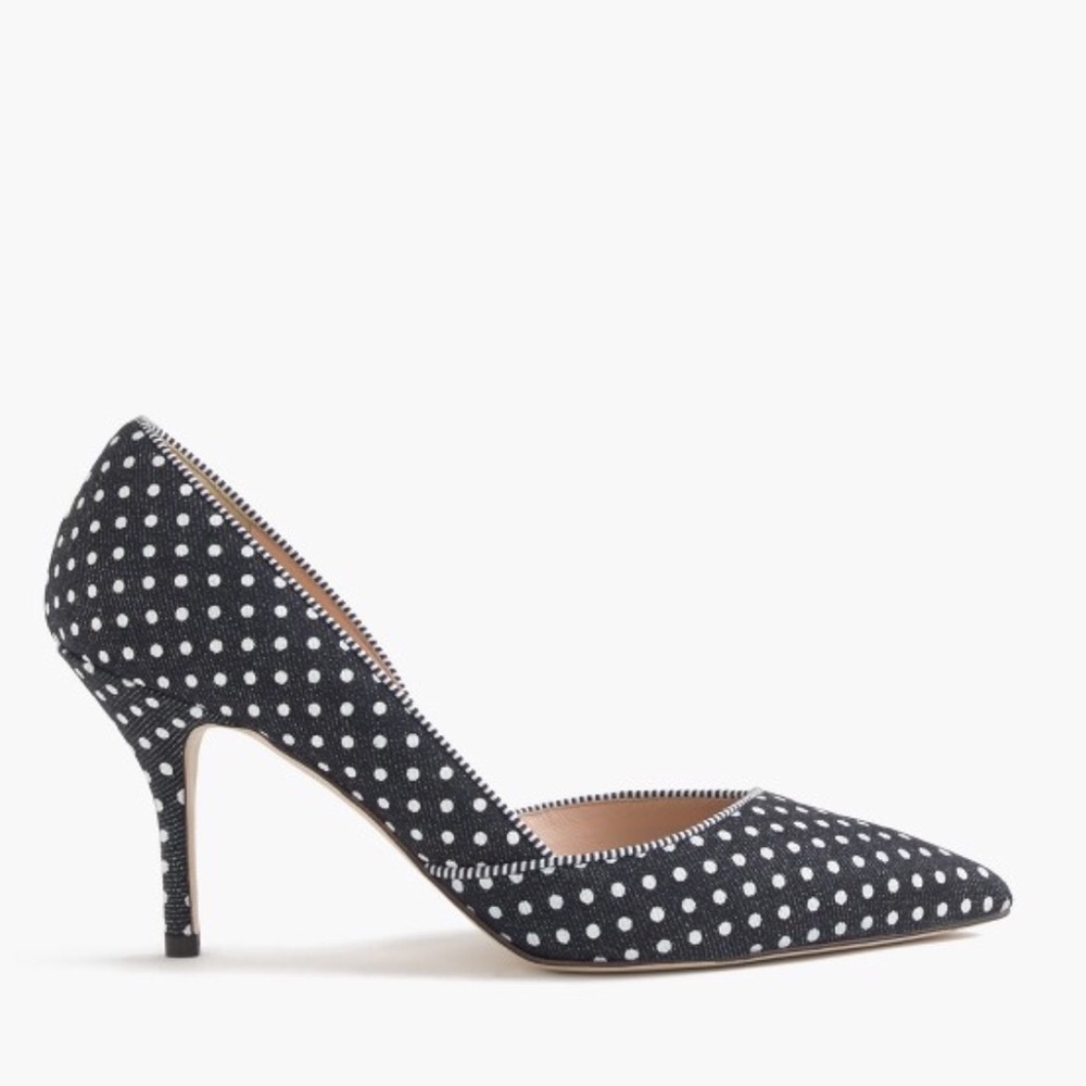 Colette d'Orsay pumps in polka-dot denim