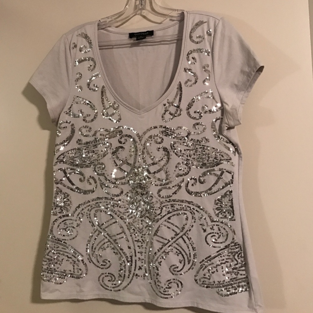 Silver sequins White House Black Market Top
