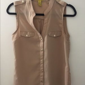 Tan button down chiffon tank