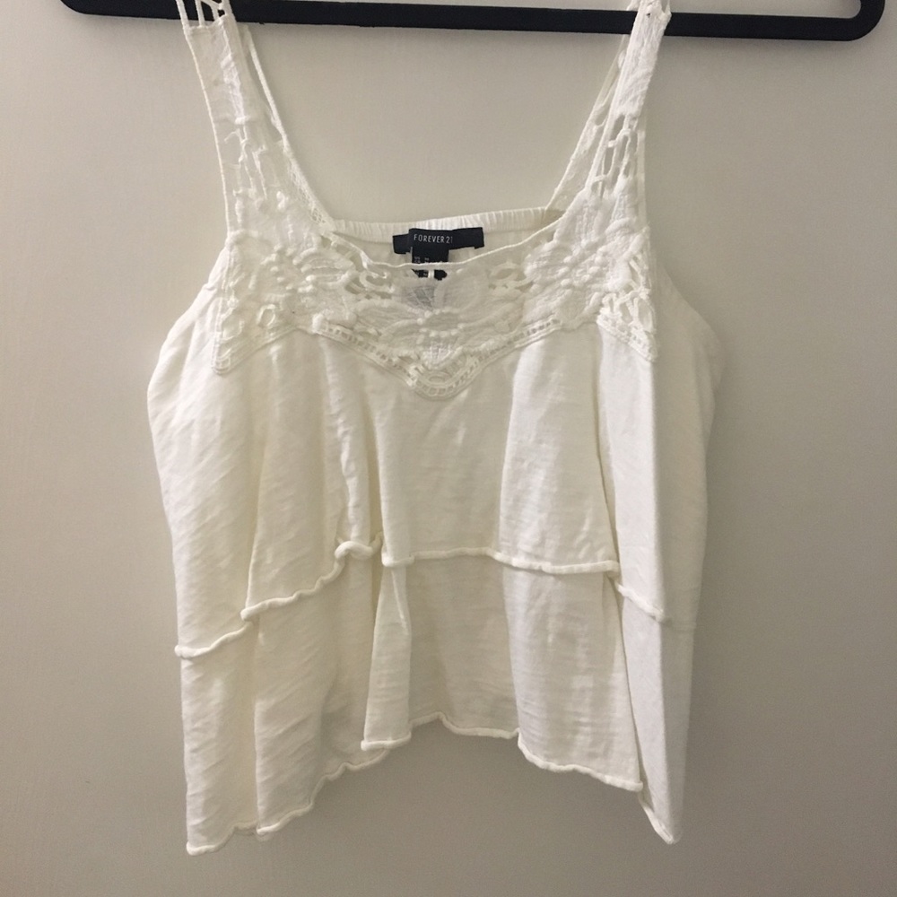 White soft crochet crop top