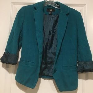 H&M teal cotton Blazer