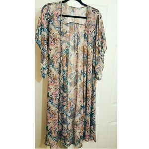 Boho Floral Paisley Maxi Kimono Cardigan