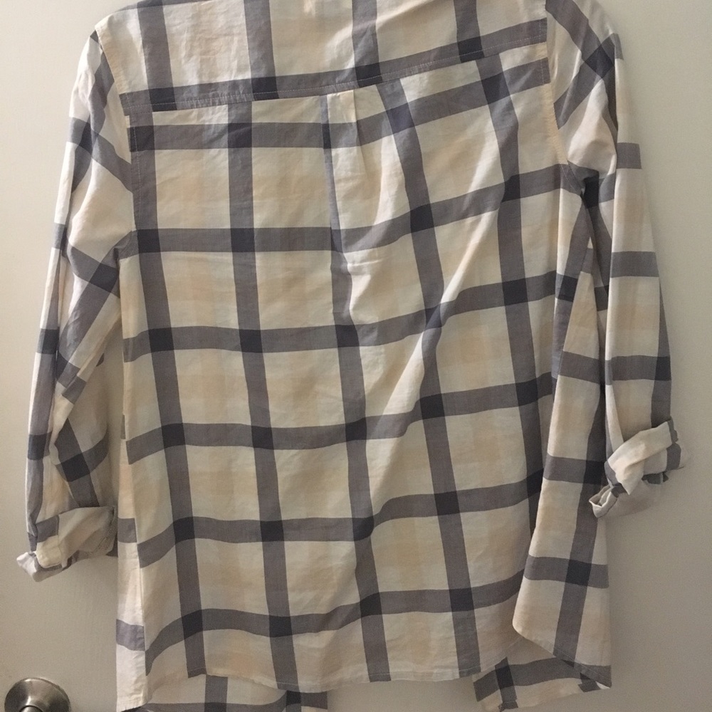 Neutral flannel button down blouse - Picture 2 of 2
