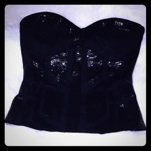 Black Small Sequin Patterned Bustier