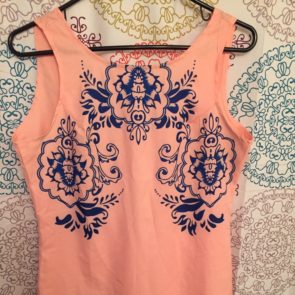 Light pink, blue detailed dress