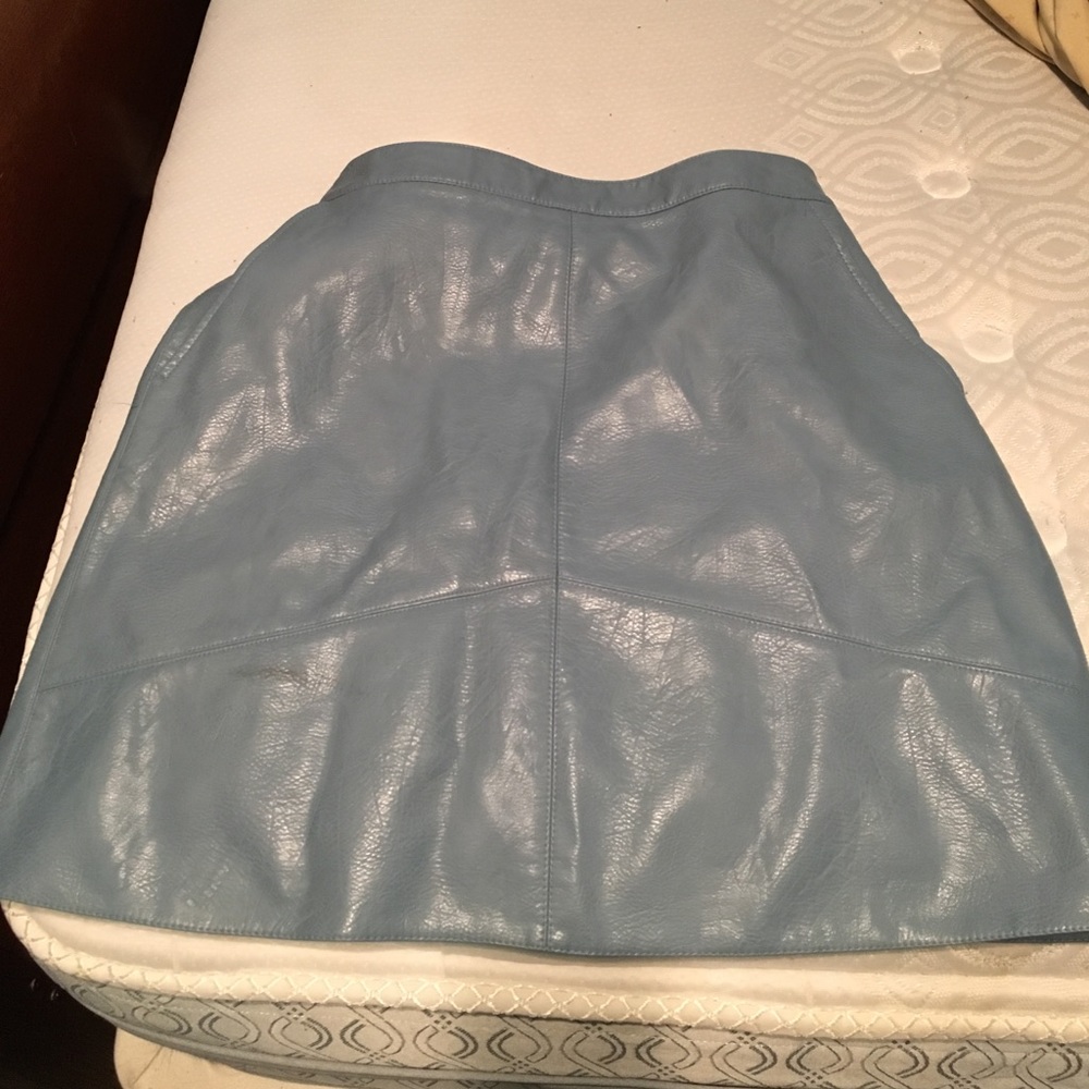 leather blue skirt