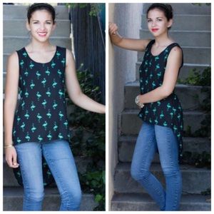Urban Outfitters Flamingos Hi/Lo Sleeveless Top