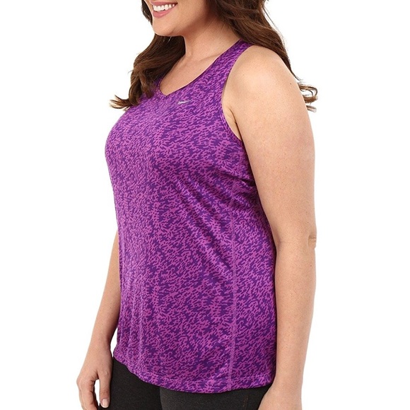 Nike purple print active running tank top - Picture 2 of 4