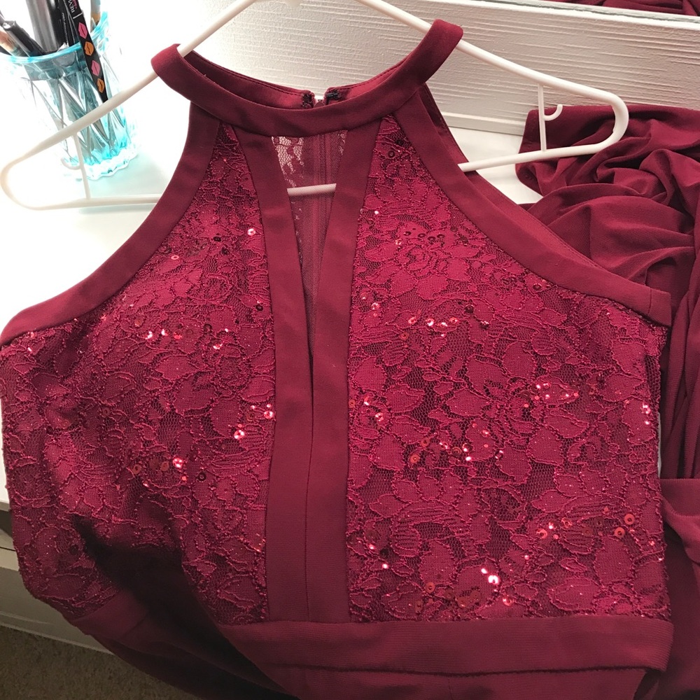 Dazzling burgundy evening dress