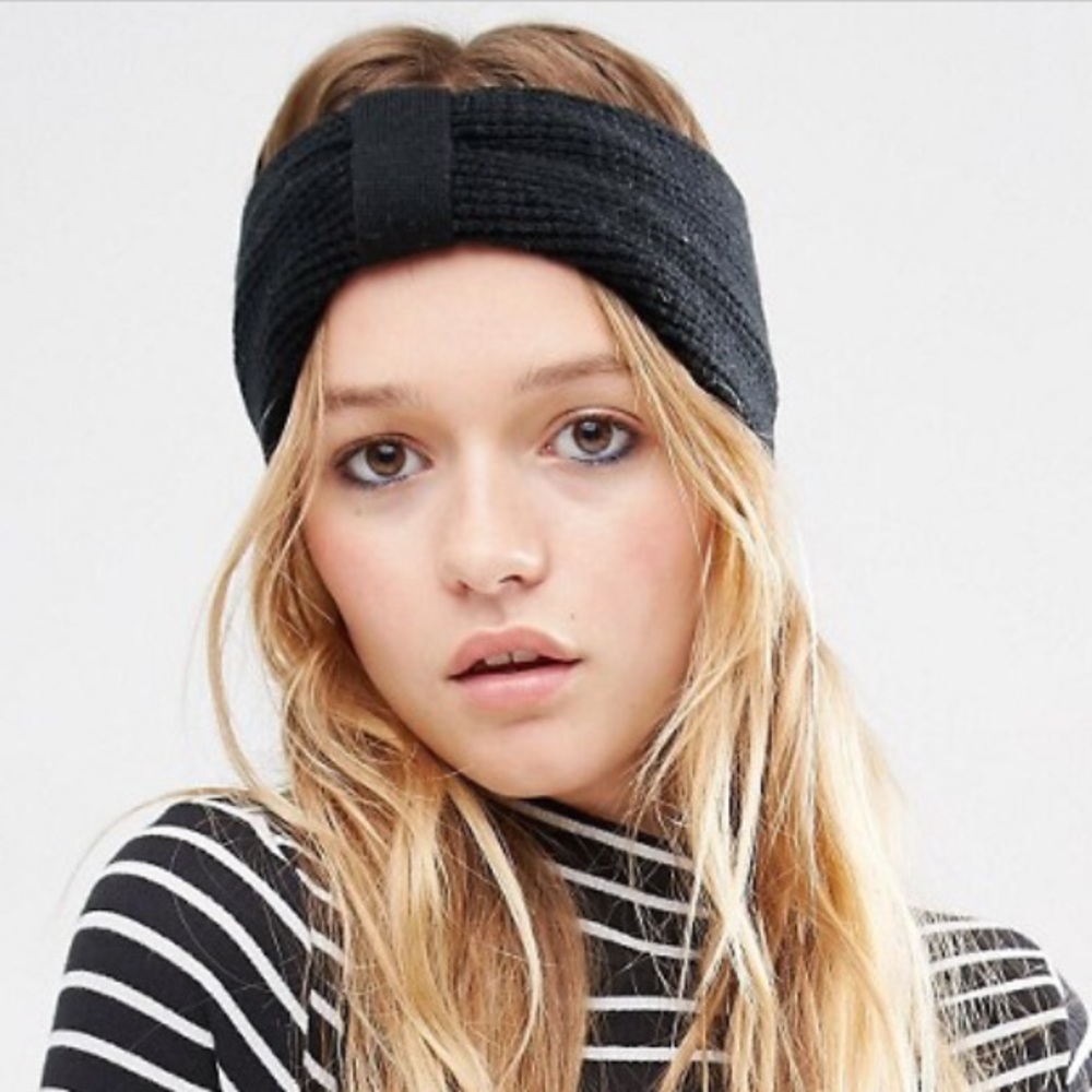 ASOS New Black Ribbed Knit Headband