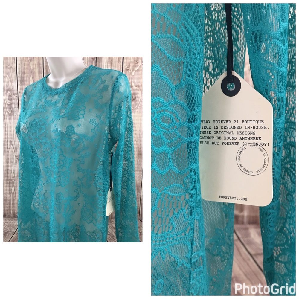 NWT Forever 21 Hi Lo Lace Knit Long Sleeve Small