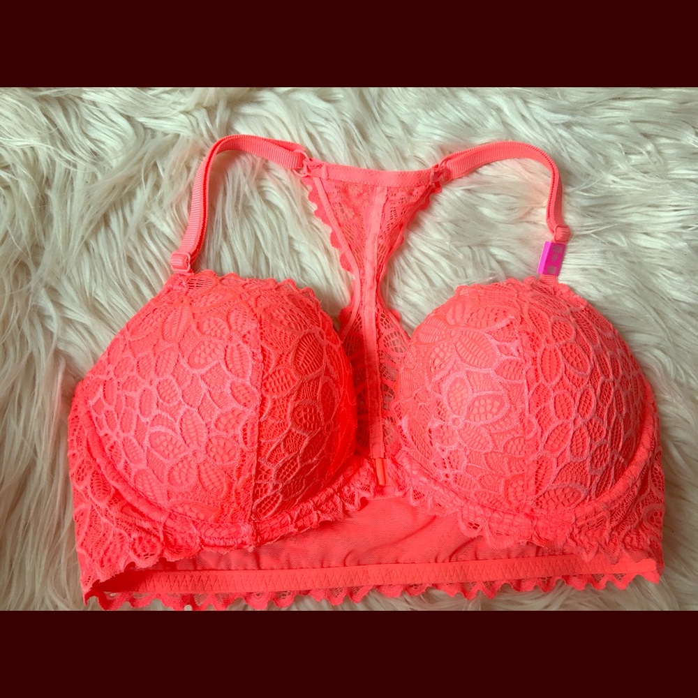 NWTCoral Lace Racerback VictoriaSecret Pink36DBra