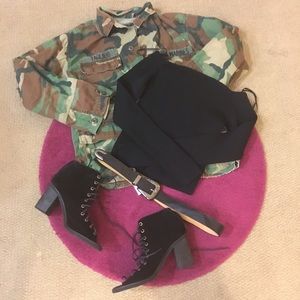 🌈🆕 Topshop BlackLong Sleeve Off The Shoulder Top