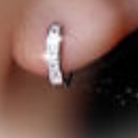 14K White Gold Hoop CZ Earrings - Picture 2 of 2