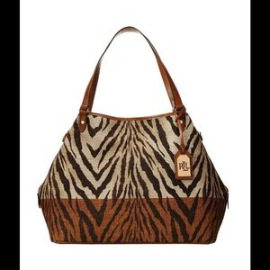Ralph Lauren Amangiri Tonal Browns Canvas Tote/Bag