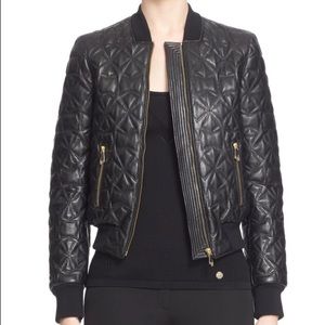 Versace Collection Quilted Leather Bomber Jacket