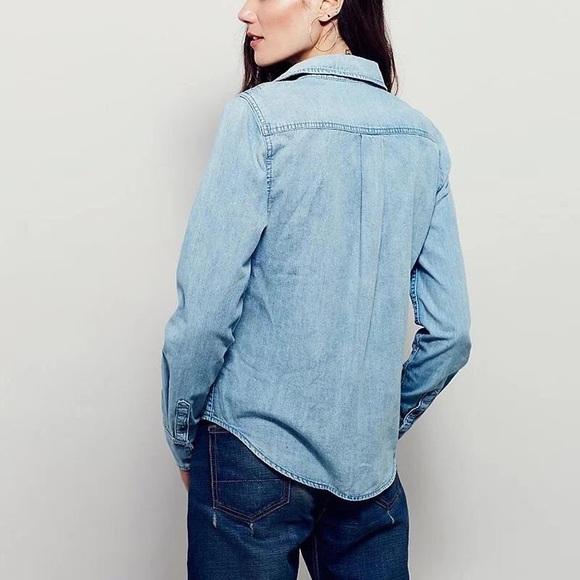 Denim floral embroidered top - Picture 2 of 2