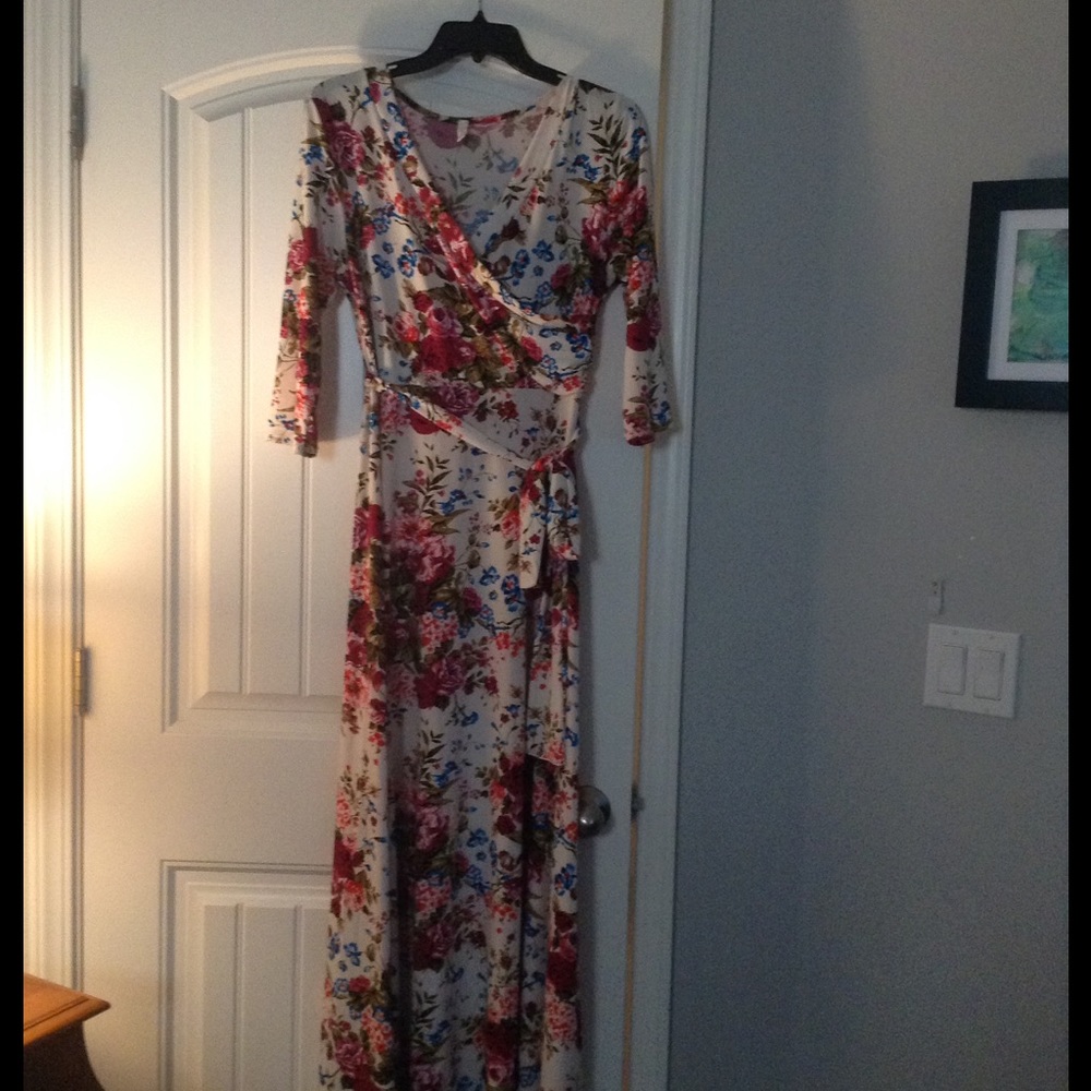 Pink blush maternity / nursing wrap dress
