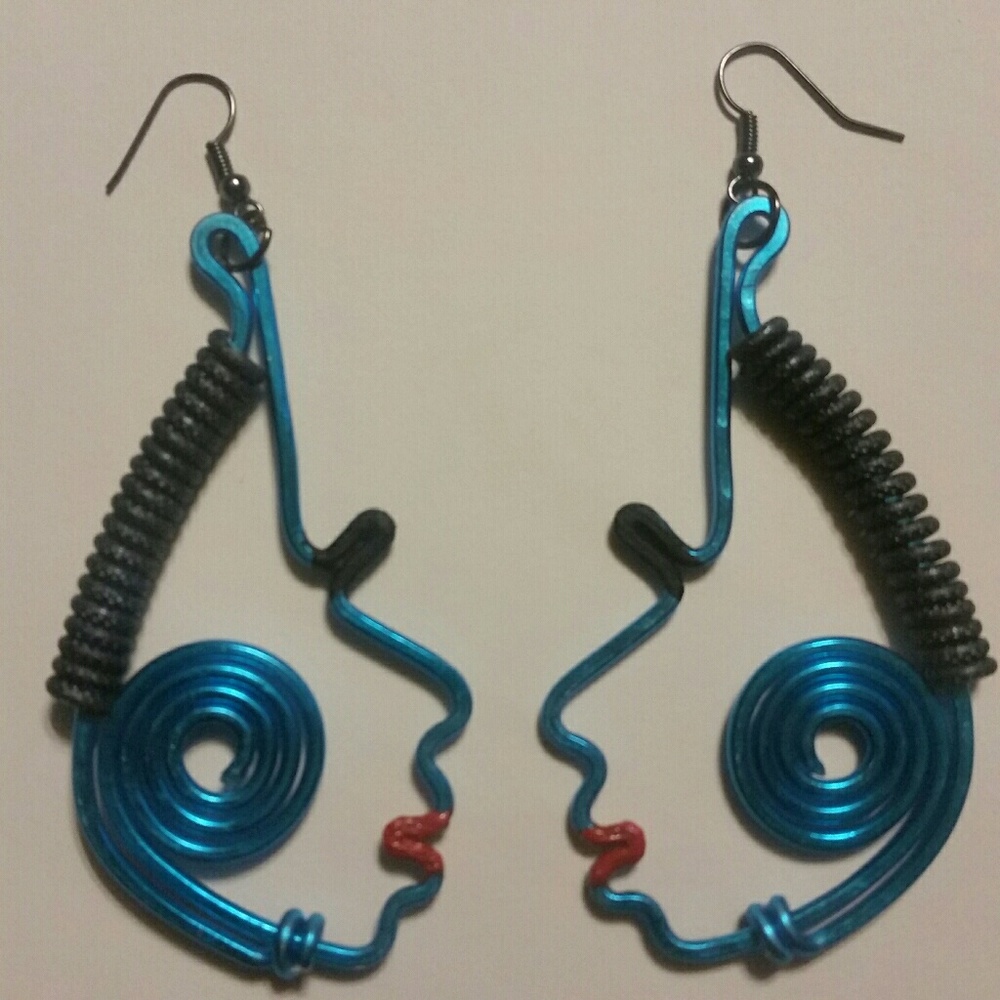 Women Blue & Black Earrings