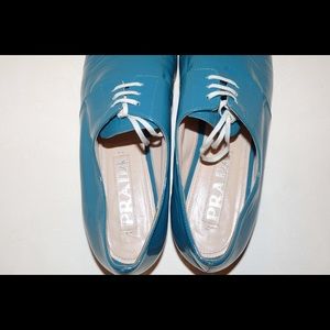 Up Blue Turquoise Patent Leather Shoes Oxford