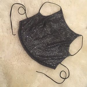 Black tie back crop top