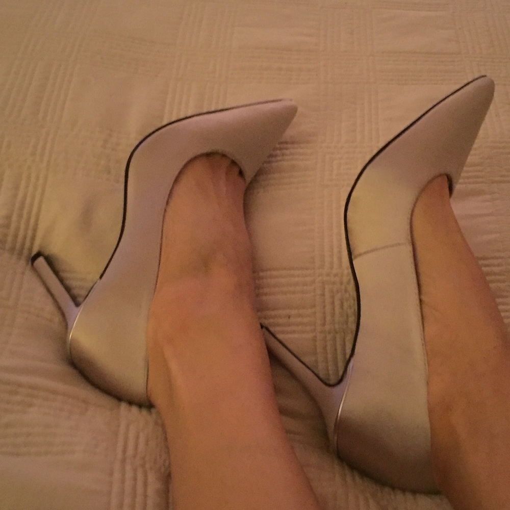 Ralph Lauren silk silver pumps stilettos