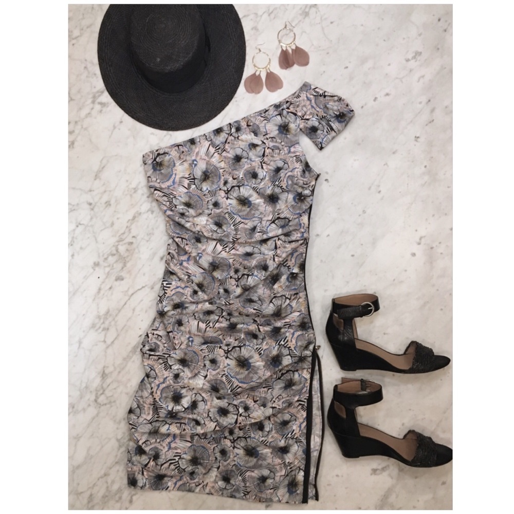 Rachel Roy asymmetrical sleeve pink dress