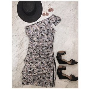 Rachel Roy asymmetrical sleeve pink dress