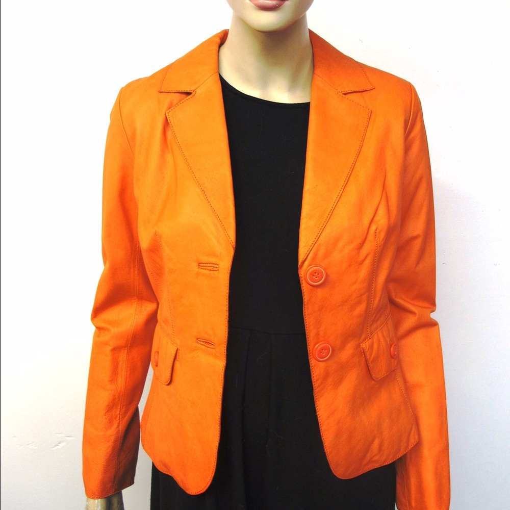 Danier Orange Leather Jacket - Women's