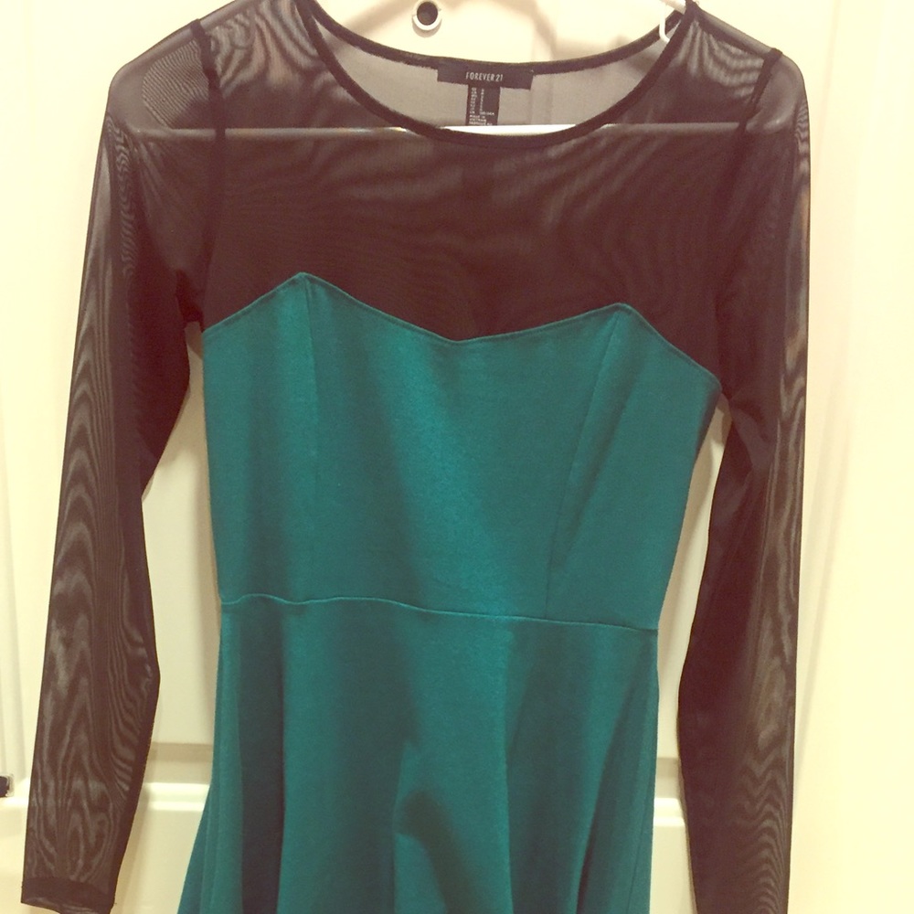 Green and black mesh dress