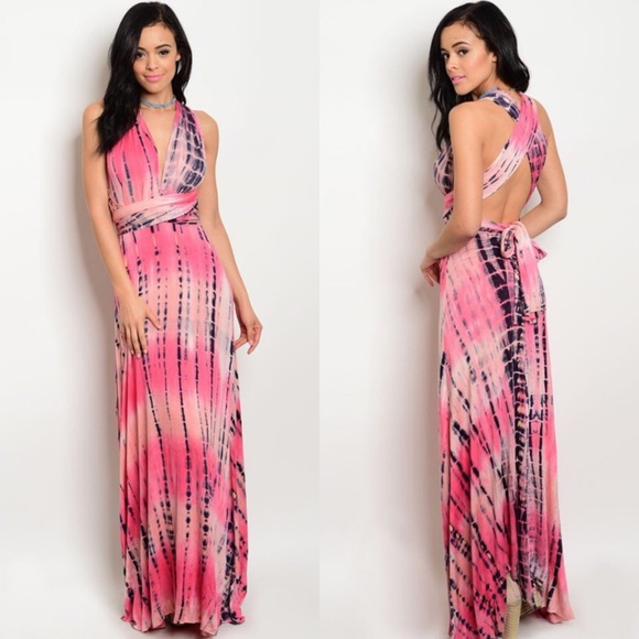 🎉CLEARANCE🎉 Coral Tie-Dye Multi Infinity Dress - Picture 2 of 7