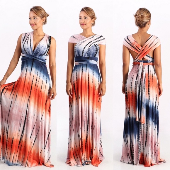 🎉CLEARANCE🎉 Coral Tie-Dye Multi Infinity Dress - Picture 3 of 7