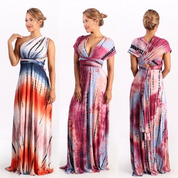 🎉CLEARANCE🎉 Coral Tie-Dye Multi Infinity Dress - Picture 4 of 7