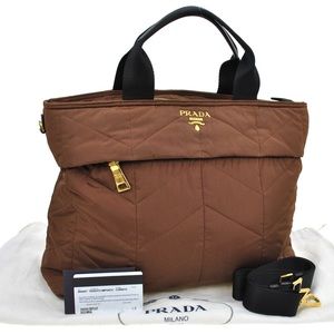 PRADA Logos Hand Tote Bag