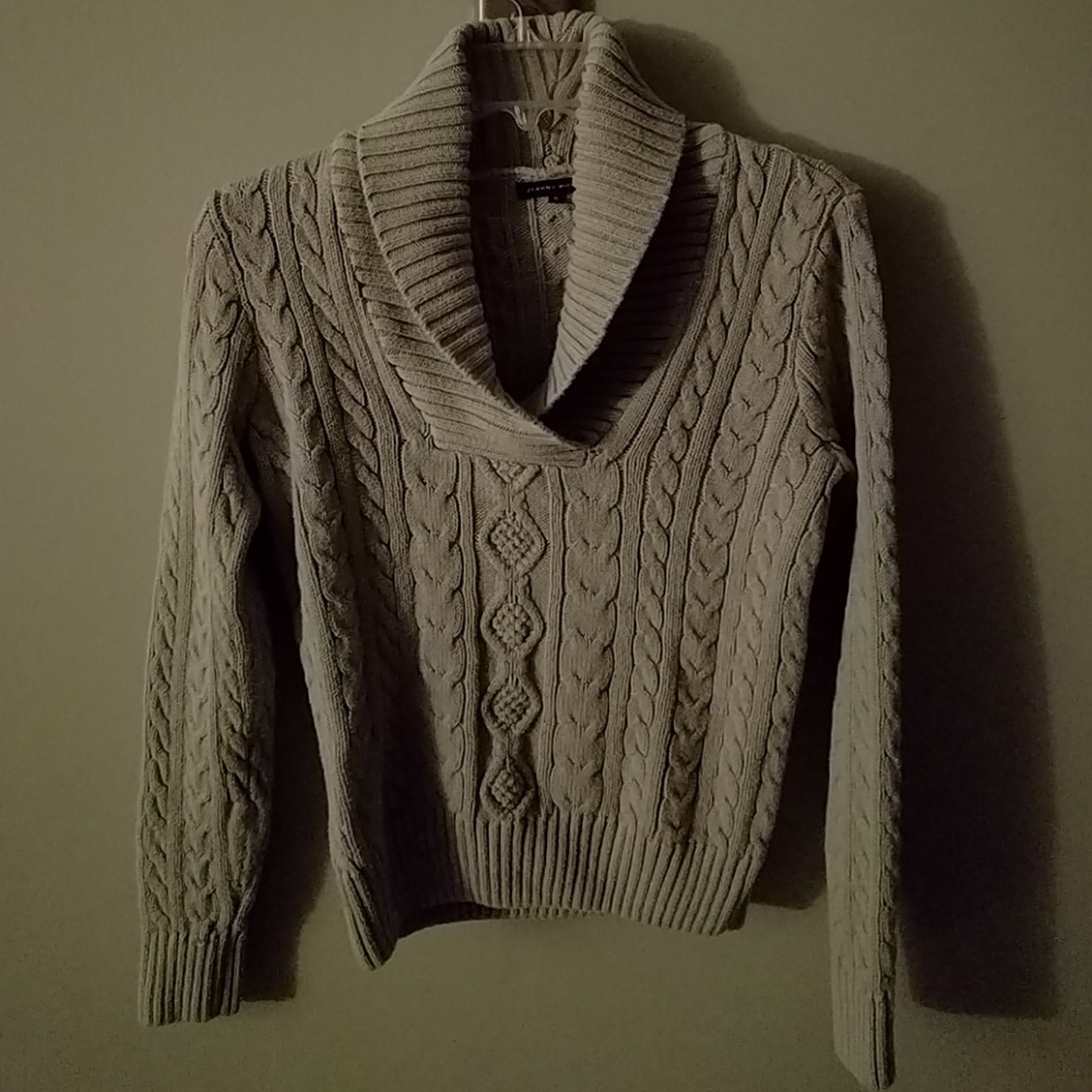 Cowl cable knit sweater