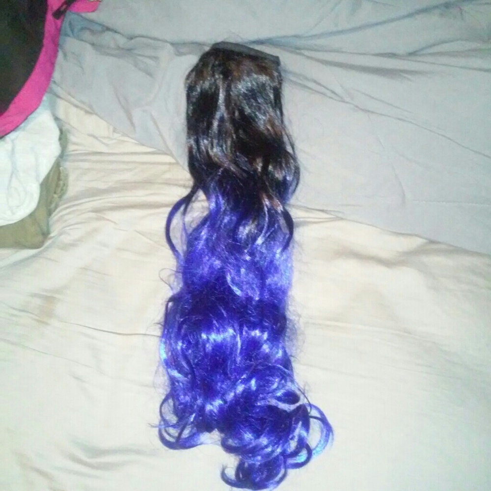 Piony tail hair extension black and royal blue