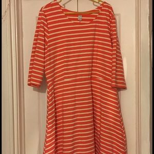 Xl coral and cream striped dress