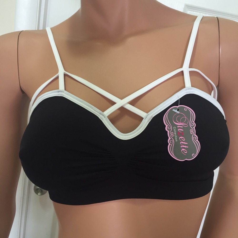 Black & White Criss Cross Bralette Crop Top