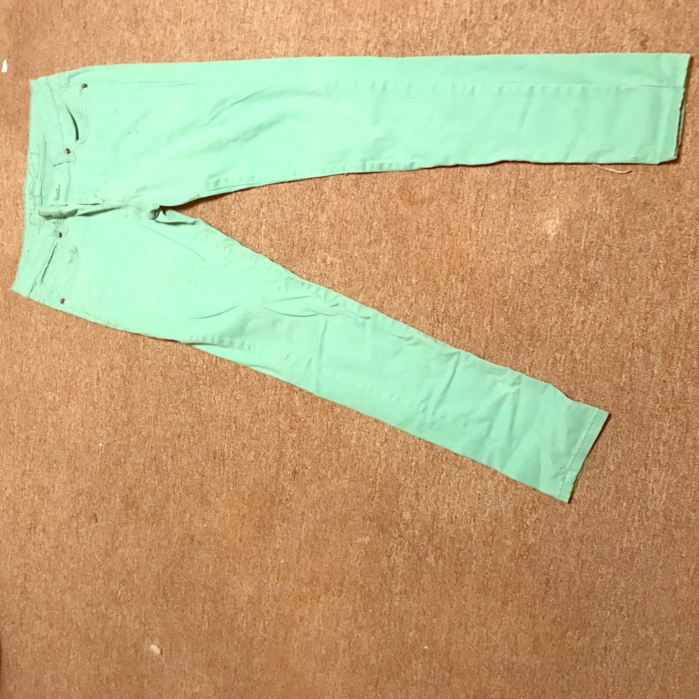 Mint green skinny jeans